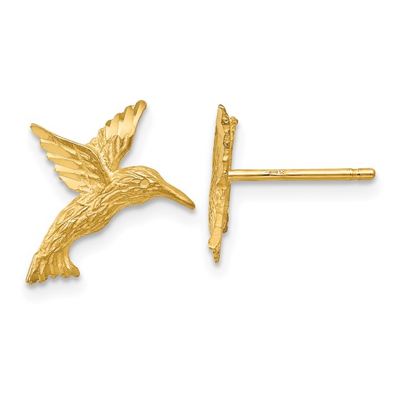 Gold Hummingbird Post Earrings
