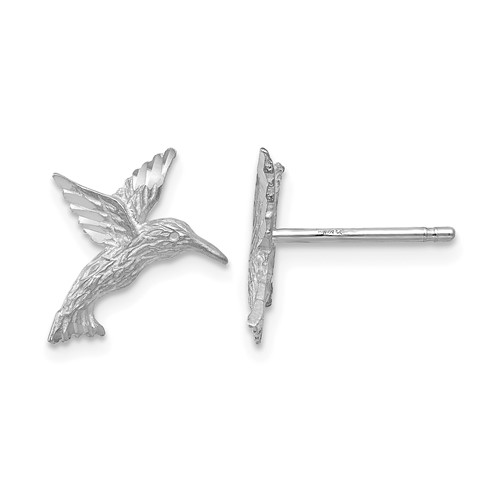 14K White Gold Hummingbird Earrings