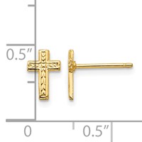 14K Yellow Gold Small Polished Cross Post Earrings view 4