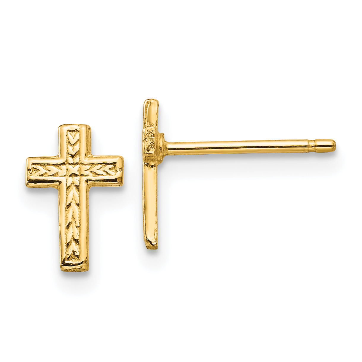 14k Polished Cross Post Earrings (TC628)