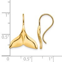 14K Yellow Gold Polished Whale Tail French Hook Earrings view 4