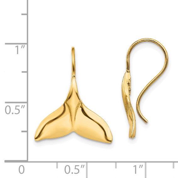 14k Polished Whale Tail French Hook Earrings