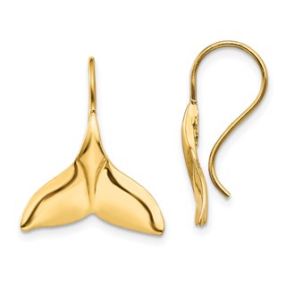 14k Polished Whale Tail French Hook Earrings