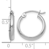 14K White Gold 2.75x 16mm Polished Tube Hoop Earrings view 4