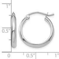 14K White Gold 2.75x 18mm Polished Tube Hoop Earrings view 4
