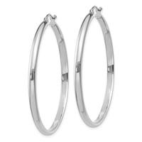 14K White Gold 2.75x 40mm Polished Tube Hoop Earrings view 2