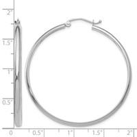 14K White Gold 2.75x 40mm Polished Tube Hoop Earrings view 4