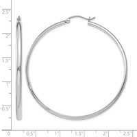 14K White Gold 2.75x 50mm Polished Tube Hoop Earrings view 4
