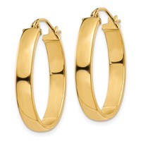 14K 4x25mm Lightweight Oval Tube Hoop Earrings view 2