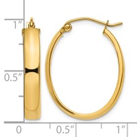 14K 4x25mm Lightweight Oval Tube Hoop Earrings view 4