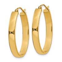 14K Yellow Gold 4x 30mm Lightweight Oval Tube Hoop Earrings view 2