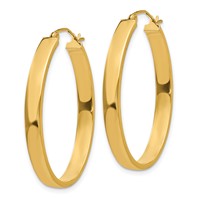 14K Yellow Gold 4x 35mm Lightweight Oval Tube Hoop Earrings view 2