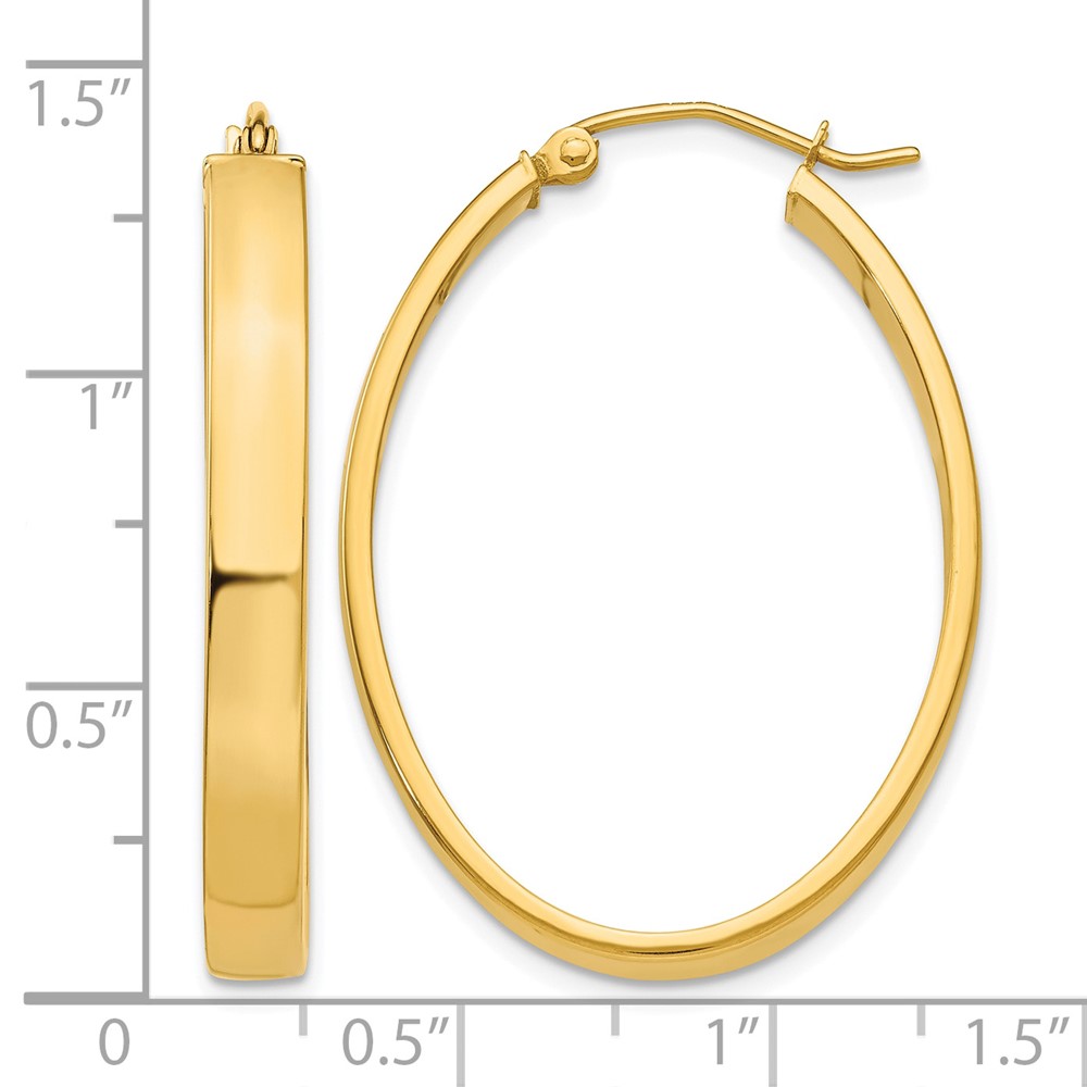 14k Lightweight Oval Hoop Earrings (TC659)