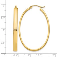 14K Yellow Gold 4x 48mm Lightweight Oval Tube Hoop Earrings view 4