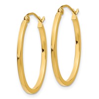 14K Yellow Gold 1.5x 25mm Lightweight Fancy Oval Tube Hoop Earrings view 2