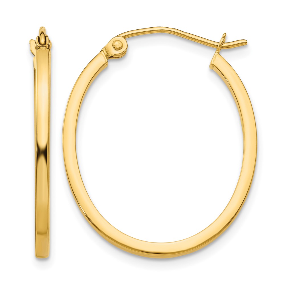 14k Lightweight Fancy Oval Hoop Earrings (TC661)