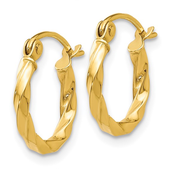2mm Gold Twisted Tube Hoop Earrings