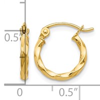 14K Yellow Gold Twist Polished Hoop Earring view 4