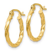 14K Yellow Gold Twist Polished Hoop Earring view 2