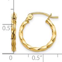 14K Yellow Gold Twist Polished Hoop Earring view 4