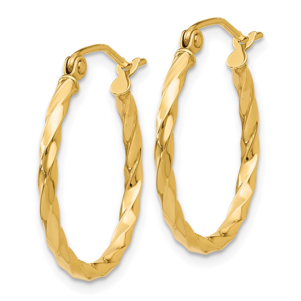 14k Yellow Gold 2mm Twisted Round Tube Hoop Earrings 0 79 Inch Ebay