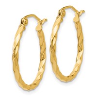 14K Yellow Gold Twist Polished Hoop Earring view 2