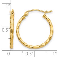 14K Yellow Gold Twist Polished Hoop Earring view 4