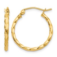 14K Yellow Gold Twist Polished Hoop Earring view 1