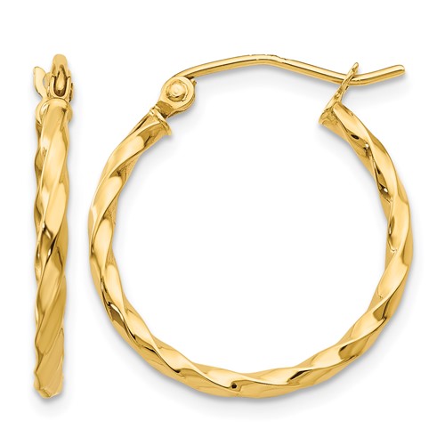 14K Yellow Gold Twist Polished Hoop Earring