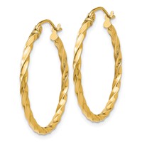 14K Yellow Gold Twist Polished Hoop Earring view 2