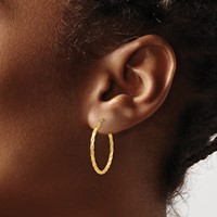 14K Yellow Gold Twist Polished Hoop Earring view 3