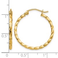 14K Yellow Gold Twist Polished Hoop Earring view 4