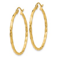 14K Yellow Gold Twist Polished Hoop Earring view 2