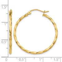 14K Yellow Gold Twist Polished Hoop Earring view 4