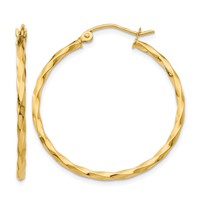 14K Yellow Gold Twist Polished Hoop Earring view 1