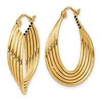 14K Yellow Gold Lightweight Fancy Hoop Earrings view 2