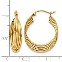 14K Yellow Gold Lightweight Fancy Hoop Earrings view 4
