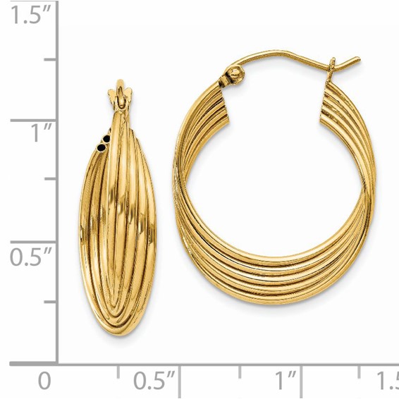 Gold Twisted Tube Hoop Earrings