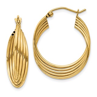Gold Twisted Tube Hoop Earrings