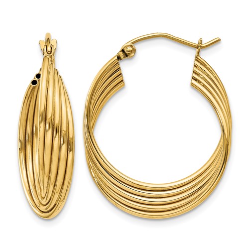 14K Yellow Gold Lightweight Fancy Hoop Earrings