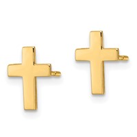 14K Yellow Gold Polished Cross Post Earrings view 2