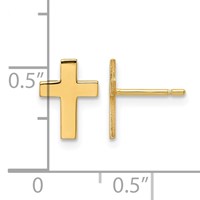 14K Yellow Gold Polished Cross Post Earrings view 4