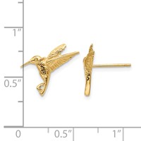 14K Yellow Gold Hummingbird Post Earrings view 4