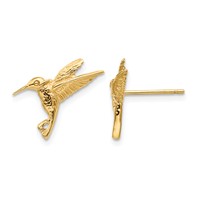 14K Yellow Gold Hummingbird Post Earrings view 1