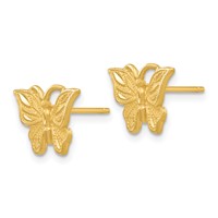 14K Yellow Gold Diamond-cut Butterfly Post Earrings view 2