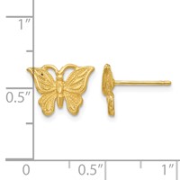 14K Yellow Gold Diamond-cut Butterfly Post Earrings view 4
