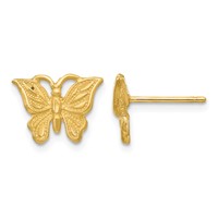 14K Yellow Gold Diamond-cut Butterfly Post Earrings view 1