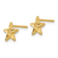 14K Yellow Gold Diamond-cut Starfish Earrings view 2