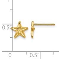 14K Yellow Gold Diamond-cut Starfish Earrings view 4