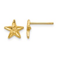 14K Yellow Gold Diamond-cut Starfish Earrings view 1